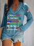 Damen Textbriefe Langarm T-Shirts T-Shirt V-Ausschnitt Lässig Frühling/Herbst Oberteile