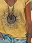 Damen Geblümt Kurzarm T-Shirts T-Shirt V-Ausschnitt Print Lässig Sommer T-Shirt mit Grafik Oberteile