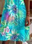 Damen Geblümt Kurzarm Sommer Kleid V-Ausschnitt Täglich Lässig Midi A-Linien-Kleid