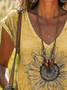 Damen Geblümt Kurzarm T-Shirts T-Shirt V-Ausschnitt Print Lässig Sommer T-Shirt mit Grafik Oberteile