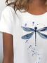 Damen Libelle Kurzarm T-Shirts T-Shirt Rundhals Print Lässig Sommer T-Shirt mit Grafik Oberteile