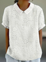 Damen Geblümt Kurzarm Bluse Sommer Print Schalkragen Täglich Lässig Oberteile