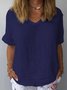 Damen Unifarben Kurzarm Bluse Sommer Rundhals Täglich Lässig Oberteile