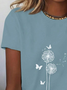 Damen Geblümt Kurzarm T-Shirts T-Shirt Rundhals Print Lässig Sommer T-Shirt mit Grafik Oberteile