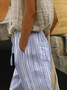 Damen Gestreift Fünfte Hose Hose Lässig Sommer Hose