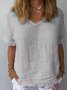 Damen Unifarben Kurzarm Bluse Sommer Rundhals Täglich Lässig Oberteile