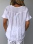 Damen Unifarben Kurzarm Bluse Sommer Rundhals Täglich Lässig Oberteile