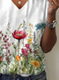Damen Geblümt Kurzarm T-Shirts T-Shirt V-Ausschnitt Print Lässig Sommer T-Shirt mit Grafik Oberteile