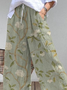 Damen Hose Hose mit Weitem Bein Täglich Ausgehen Retro Blätter Frühling/Herbst Hose