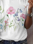 Damen Geblümt Kurzarm T-Shirts T-Shirt Rundhals Print Lässig Sommer T-Shirt mit Grafik Oberteile