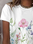 Damen Geblümt Kurzarm T-Shirts T-Shirt Rundhals Print Lässig Sommer T-Shirt mit Grafik Oberteile