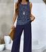 Damen Polka Dots Zweiteiliges Set Täglich Ärmellos Lässig Sommer Bluse mit Hose Matching Set