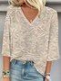 Damen 3d Drucken Dreiviertelärmel Bluse Frühling/Herbst V-Ausschnitt Täglich Lässig Oberteile