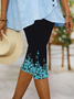 Damen Geblümt Caprihosen Elastische Taille Hose Lässig Sommer Hose