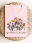 Damen Geblümt Kurzarm T-Shirts T-Shirt Rundhals Lässig Sommer Oberteile