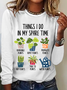 Damen Textbriefe Langarm Bluse Frühling/Herbst Rundhals Täglich Lässig Oberteile