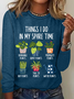 Damen Textbriefe Langarm Bluse Frühling/Herbst Rundhals Täglich Lässig Oberteile