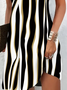 Damen Gestreift Kurzarm Sommer Print Kleid V-Ausschnitt Täglich Lässig Midi Passen & Flare Kleid A-Linien-Kleid