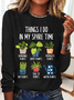 Damen Textbriefe Langarm Bluse Frühling/Herbst Rundhals Täglich Lässig Oberteile