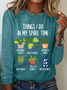 Damen Textbriefe Langarm Bluse Frühling/Herbst Rundhals Täglich Lässig Oberteile