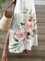 Damen Geblümt Kurzarm Sommer Print Kleid V-Ausschnitt Täglich Lässig Maxikleid X-Linie Kleid