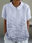 Damen Unifarben Halbarm Bluse Sommer Schalkragen Täglich Lässig Oberteile