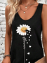 Damen Geblümt Ärmellos Sommer Print Kleid Rundhals Täglich Lässig Midi Tanktop X-Linie Kleid