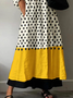 Damen Polka Dots Halbarm Sommer Print Kleid V-Ausschnitt Täglich Lässig Maxikleid A-Linien-Kleid
