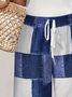Damen Kariert Fünfte Hose Hose Lässig Sommer Hose