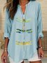 Damen Tier Halbarm Bluse Sommer Schalkragen Täglich Lässig Oberteile