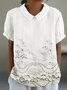 Damen Unifarben Halbarm Bluse Sommer Schalkragen Täglich Lässig Oberteile