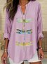 Damen Tier Halbarm Bluse Sommer Schalkragen Täglich Lässig Oberteile