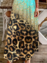 Damen Leopard Ärmellos Sommer Print Kleid V-Ausschnitt Täglich Lässig Maxikleid Unterhose Kleid X-Linie Kleid