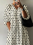 Damen Polka Dots Halbarm Sommer Print Kleid V-Ausschnitt Täglich Lässig Maxikleid A-Linien-Kleid