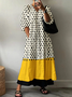 Damen Polka Dots Halbarm Sommer Print Kleid V-Ausschnitt Täglich Lässig Maxikleid A-Linien-Kleid