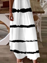 Damen Gestreift Ärmellos Sommer Print Kleid V-Ausschnitt Täglich Lässig Maxikleid Unterhose Kleid X-Linie Kleid
