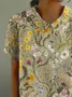 Damen Geblümt Kurzarm Bluse Sommer Print Schalkragen Täglich Lässig Oberteile
