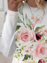 Damen Geblümt Langarm T-Shirts T-Shirt Rundhals Print Lässig Frühling/Herbst T-Shirt mit Grafik Oberteile