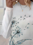 Damen Geblümt Langarm T-Shirts T-Shirt Rundhals Print Lässig Frühling/Herbst T-Shirt mit Grafik Oberteile