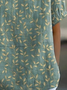 Damen Geblümt Kurzarm Bluse Sommer Print Schalkragen Täglich Lässig Oberteile