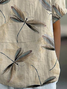 Damen Libelle Kurzarm Bluse Sommer Print Schalkragen Täglich Lässig Oberteile