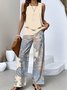Damen Paisley Zweiteiliges Set Täglich Ärmellos Lässig Sommer Bluse mit Hose Matching Set