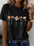 Damen Geblümt Kurzarm T-Shirts T-Shirt Rundhals Lässig Sommer Oberteile