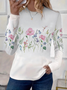 Damen Geblümt Langarm T-Shirts T-Shirt Rundhals Print Lässig Frühling/Herbst T-Shirt mit Grafik Oberteile
