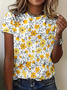 Damen Geblümt Kurzarm T-Shirts T-Shirt Rundhals Print Lässig Sommer T-Shirt mit Grafik Oberteile