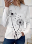 Damen Geblümt Langarm T-Shirts T-Shirt Rundhals Print Lässig Frühling/Herbst T-Shirt mit Grafik Oberteile