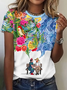 Damen Geblümt Kurzarm T-Shirts T-Shirt Rundhals Print Lässig Sommer T-Shirt mit Grafik Oberteile