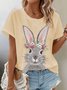 Damen OSTERN (Kaninchen) Kurzarm T-Shirts T-Shirt Rundhals Lässig Sommer Oberteile