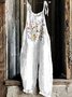 Damen Geblümt Spaghettiträger Ärmellos Lässig Sommer Baumwolle Jumpsuit