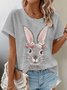 Damen OSTERN (Kaninchen) Kurzarm T-Shirts T-Shirt Rundhals Lässig Sommer Oberteile